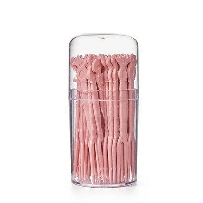 50 vnt/dėžutė Buitinė vaisių šakutė Mini vienkartinė plastikinė vaisių rinkinys vaikams užkandžių pyragas Desertinė maisto šakutė