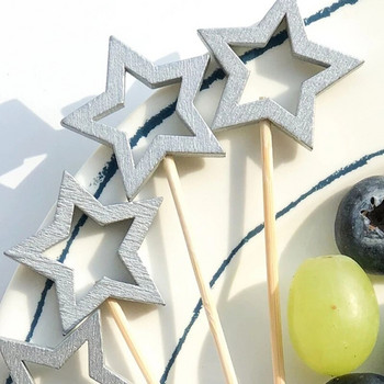 50 τμχ Χριστουγεννιάτικα σουβλάκια από μπαμπού μιας χρήσης Επιλογές φαγητού Πιρούνι φρούτων Κέικ για πάρτι Επιδόρπιο Σαλάτα Ξυλάκια Οδοντογλυφίδα Σουβλάκι Y5GB