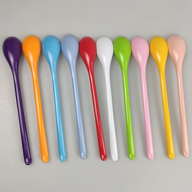 Plastikinis ilgų kotų arbatos maišymo šaukštas kavos maišymo šaukštas vaikams vaikams šaukštas desertinis pyragas arbatinis šaukštelis maišymo lazdelės virtuvės stalo reikmenys