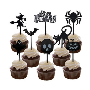 8/10 τμχ Halloween Cupcake Cake Toppers Cake Pick Toothpicks Food ορεκτικό Babyshower Ghost Witch Birthday Party Halloween Deco