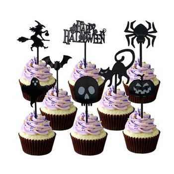 8/10 τμχ Halloween Cupcake Cake Toppers Cake Pick Toothpicks Food ορεκτικό Babyshower Ghost Witch Birthday Party Halloween Deco