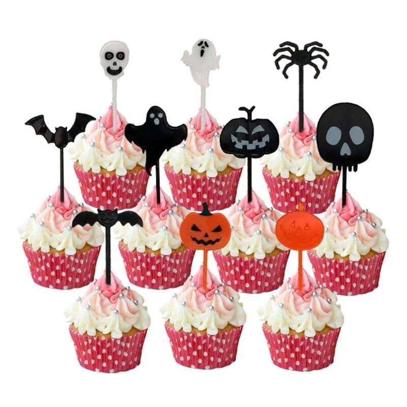 8/10 vnt Helovino keksų pyragaičių pyragaičiai tortų krapštukai dantų krapštukai maisto užkandis kūdikių dušas vaiduoklis raganos gimtadienio vakarėlis Helovino dekoras