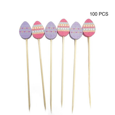 100 vnt./pak. vaisių lazdelių internete įžymybių Velykų zuikis ir kiaušinių šventė String Finger Fork Fruit String bambukai Dropshipping