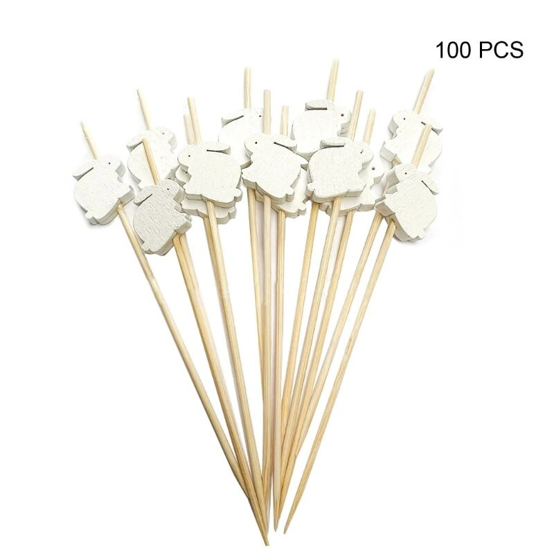 100 vnt./pak. vaisių lazdelių internete įžymybių Velykų zuikis ir kiaušinių šventė String Finger Fork Fruit String bambukai Dropshipping