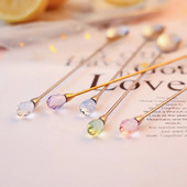 4 τμχ Διαμαντένιο κουτάλι παγωτού από ανοξείδωτο ατσάλι Μακρύ αναδευτικό κουτάλι Εξαιρετικό κρυστάλλινο κουταλάκι για επιδόρπιο παγωτού Κούπα καφέ κοκτέιλ