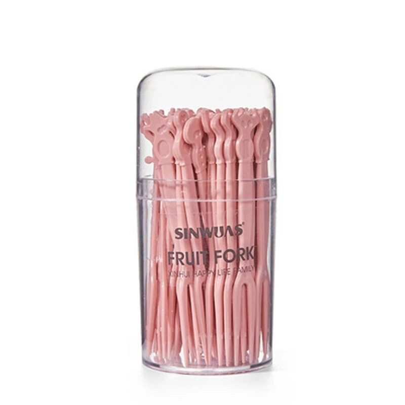 2024 m. Naujos 50 vnt. mini desertinės šakutės mielos formos vaisių šakutės mielos užkandžių šakutės maisto šakutės vaisių dantų krapštukas 3 spalvų vakarėlio reikmenims