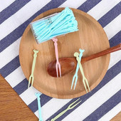 Vienkartinė vaisių šakutė, maistinė plastikinė animacinių filmų šakutė pyragų salotoms, buitinis desertas firminė vaisių lėkštė