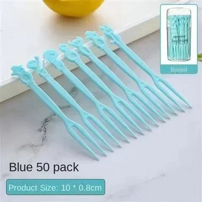 Vienkartinė vaisių šakutė, maistinė plastikinė animacinių filmų šakutė pyragų salotoms, buitinis desertas firminė vaisių lėkštė