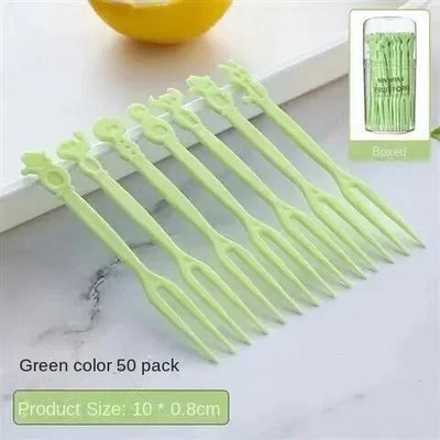 Vienkartinė vaisių šakutė, maistinė plastikinė animacinių filmų šakutė pyragų salotoms, buitinis desertas firminė vaisių lėkštė