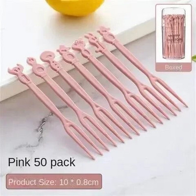 Vienkartinė vaisių šakutė, maistinė plastikinė animacinių filmų šakutė pyragų salotoms, buitinis desertas firminė vaisių lėkštė