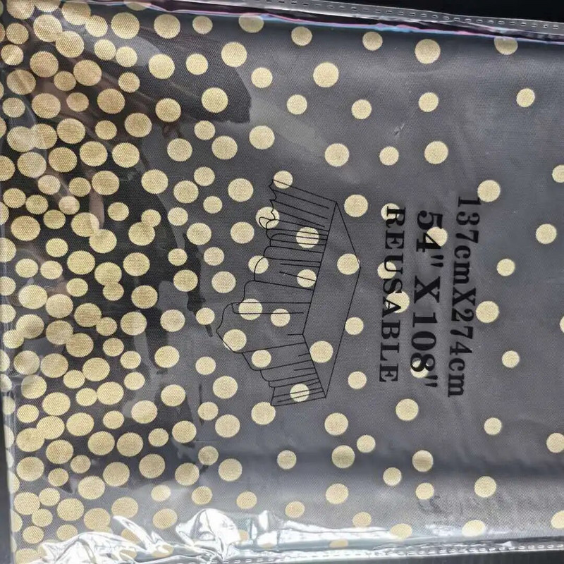 Ühekordne laudlina peo pulmade sisustamiseks Palju õnne sünnipäevaks Kaunistus Fashion Kuldne Plastikust laudlina Valge Must 137*274cm