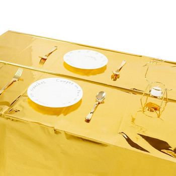 1 τμχ Bronzing Golden Glitter Party Glitter Τραπεζομάντιλο Γενεθλίων Ορθογώνιο Τραπεζομάντηλο Γάμου Πλαστικά Αδιάβροχο Τραπέζι