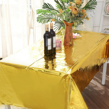 1 τμχ Bronzing Golden Glitter Party Glitter Τραπεζομάντιλο Γενεθλίων Ορθογώνιο Τραπεζομάντηλο Γάμου Πλαστικά Αδιάβροχο Τραπέζι