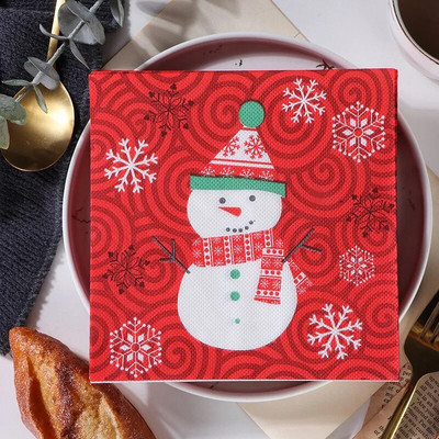 20 tk/pakk Jõulusari trükitud paberist ühekordsed lauanõud Salvrätikurätikud Jõulud Head uut aastat peokaunistus