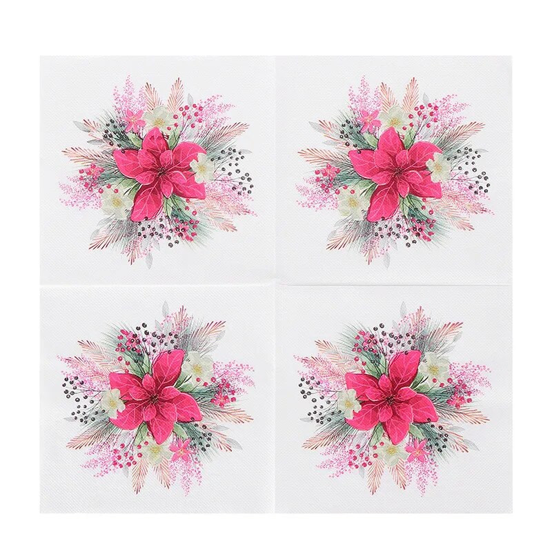 20 tk/pakk Jõulusari trükitud paberist ühekordsed lauanõud Salvrätikurätikud Jõulud Head uut aastat peokaunistus