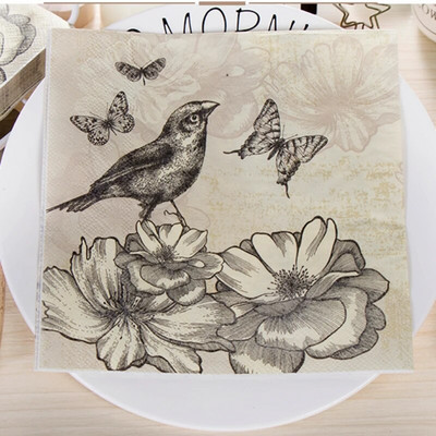 Ühekordsed värvilised trükitud salvrätikud Butterfly Design Hotel Cafe Party Pulmaruudukujuline paberist salvrätik Platjamatid Toidu salvrätik