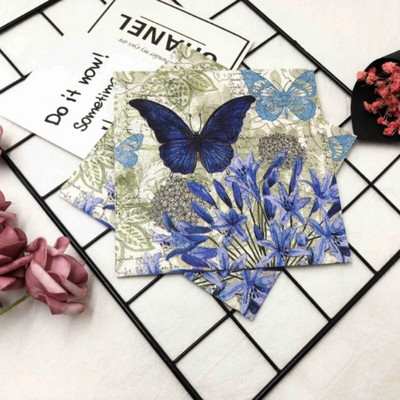 Ühekordsed värvilised trükitud salvrätikud Butterfly Design Hotel Cafe Party Pulmaruudukujuline paberist salvrätik Platjamatid Toidu salvrätik