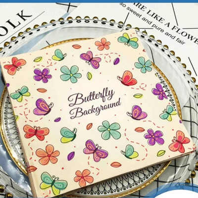 Ühekordsed värvilised trükitud salvrätikud Butterfly Design Hotel Cafe Party Pulmaruudukujuline paberist salvrätik Platjamatid Toidu salvrätik