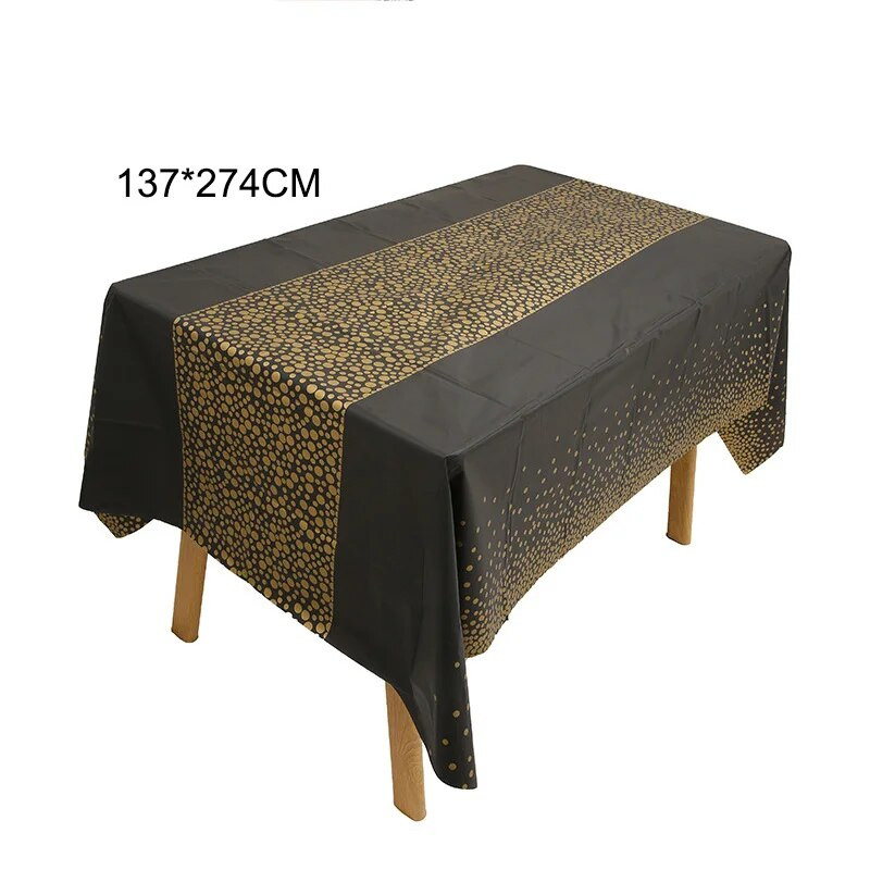Față de masă de unică folosință 137x274cm Față de masă aurita cu puncte de aur roz