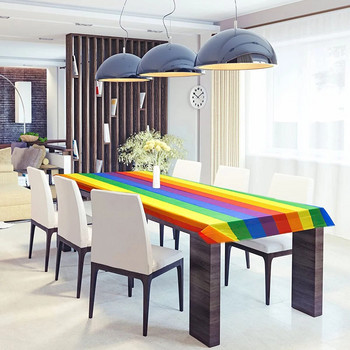 Покривало за маса Rainbow Правоъгълна декоративна покривка за маса Rainbow Водоустойчива покривка за маса за многократна употреба Практична маслена покривка