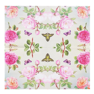 20db/csomag Rózsavirág Pillangó Nyomtatott Papír Eldobható Evőeszközök Szalvéta törlőkendő Esküvői Party dekoráció