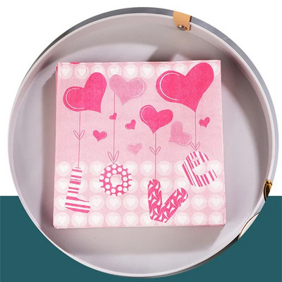 20 tk/pakk Armastaja süda roos, trükitud paberist ühekordsed lauanõud, salvrätiku salvrätikud, meisterdamine, pulmapeo kaunistus