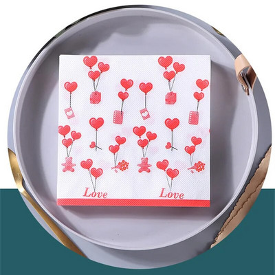 20 tk/pakk Armastaja süda roos, trükitud paberist ühekordsed lauanõud, salvrätiku salvrätikud, meisterdamine, pulmapeo kaunistus