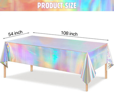 Față de masă pentru petrecere cu tema curcubeu cu laser, 1 buc, film de aluminiu, decorație pentru petrecerea de nuntă, de unică folosință, consumabile