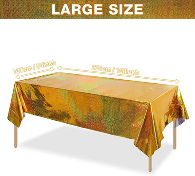 Față de masă pentru petrecere cu tema curcubeu cu laser, 1 buc, film de aluminiu, decorație pentru petrecerea de nuntă, de unică folosință, consumabile