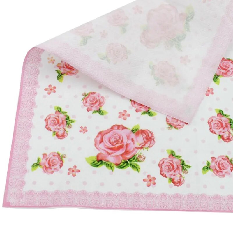 20PCS/Pakiranje 33cm*33cm Cvijeće Beauty Design Papirnate salvete Posuđe za kafiće i zabave Salvete za dekupaž Dekorativni papir