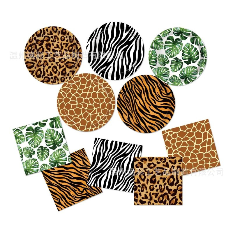 20 lapų Džiunglių Safari Gyvūnų Spausdinti Servetėlės Gimtadienio Kūdikių Dušo vakarėlio reikmenys Tigro Leopardo Zebra Stripes Popierinė servetėlė