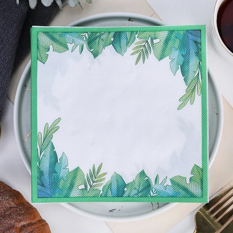 20 tk Pulma söögiriistad Salvrätikud Ühekordselt kasutatavad Pehme kandiline Paber Taimelehed Trükitud Tissue Festival Peoplatsipott Dekoratsioon