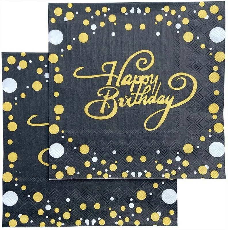 20 tk. Palju õnne sünnipäevaks ühekordsed salvrätikud, trükitud pidulik peopaber, värviline kandiline peen puidumass, kahekihiline fleksotrükk