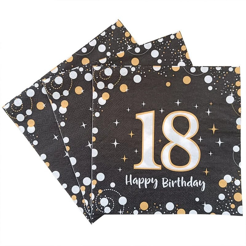 20 tk. Palju õnne sünnipäevaks ühekordsed salvrätikud, trükitud pidulik peopaber, värviline kandiline peen puidumass, kahekihiline fleksotrükk