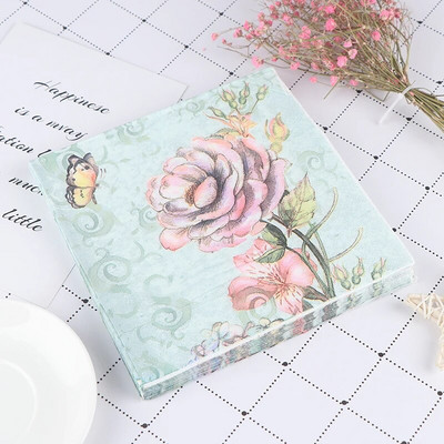 20 buc flori multi-stiluri Trandafir unicorn animale Servetele de hartie Servetele de hartie pentru cafenele si petreceri Hârtie de decorare pentru decoupage