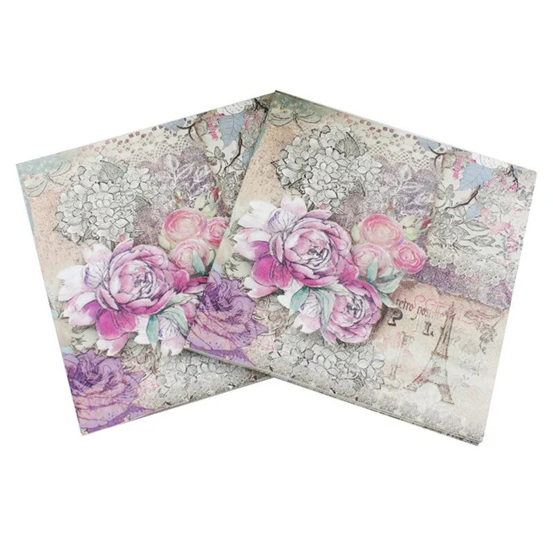 20 buc flori multi-stiluri Trandafir unicorn animale Servetele de hartie Servetele de hartie pentru cafenele si petreceri Hârtie de decorare pentru decoupage