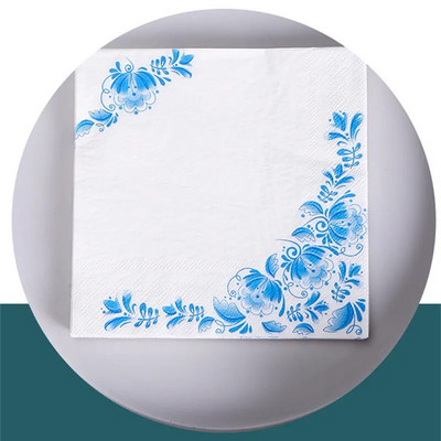 20 tk / pakk Sinise roosi lille seeria paberkokteil Square õhtusöögi salvrätikud pulmade sünnipäevaks beebi dušši kaunistamiseks