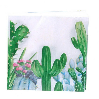 20vnt/maišelis Vandenį sugeriančios Patogios Dekoratyvinės Gyvybingos Kaktuso Spausdintos Popierinės Servetėlės Vienkartinės Servetėlės Vakarėlėms