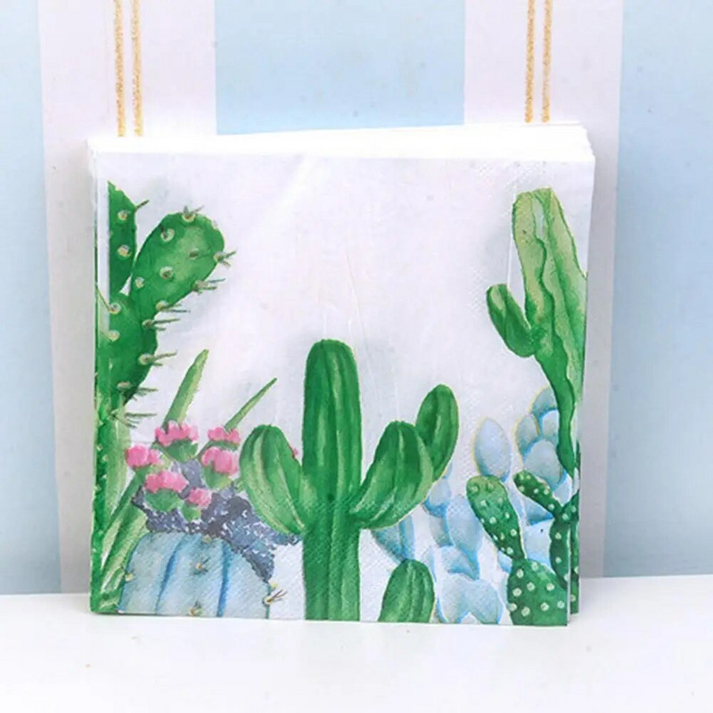 20vnt/maišelis Vandenį sugeriančios Patogios Dekoratyvinės Gyvybingos Kaktuso Spausdintos Popierinės Servetėlės Vienkartinės Servetėlės Vakarėlėms