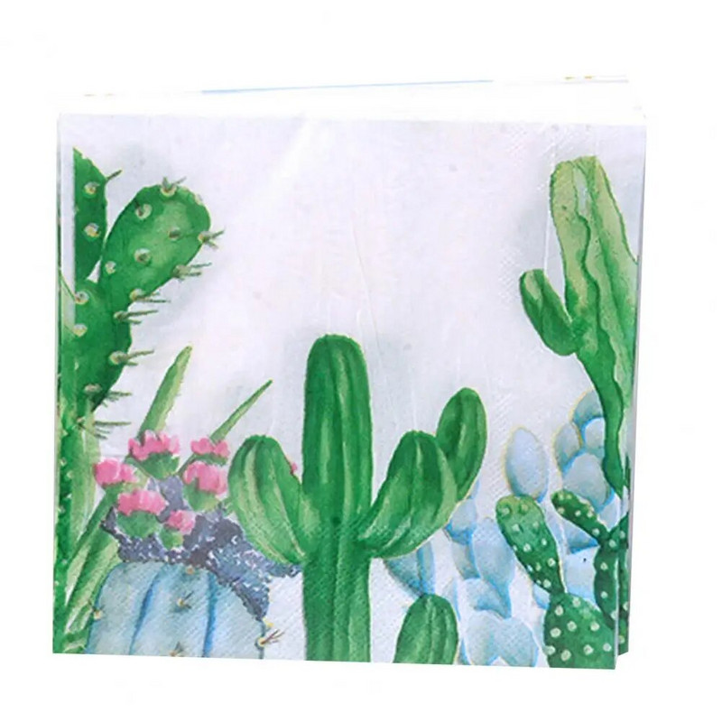 20vnt/maišelis Vandenį sugeriančios Patogios Dekoratyvinės Gyvybingos Kaktuso Spausdintos Popierinės Servetėlės Vienkartinės Servetėlės Vakarėlėms