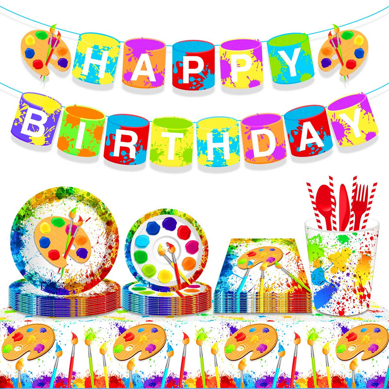 Graffiti Art Painting Party Față de masă de unică folosință Zi de naștere Desen în acuarelă Covoraș de camping Covoraș de masă Decor de petrecere pentru Baby Shower