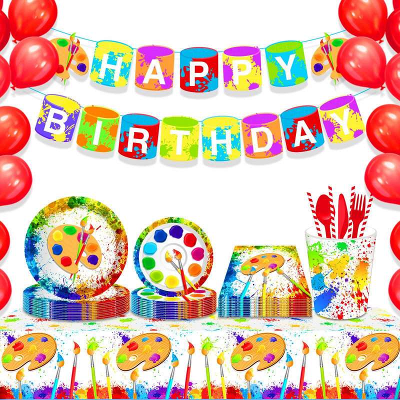 Graffiti Art Painting Party Față de masă de unică folosință Zi de naștere Desen în acuarelă Covoraș de camping Covoraș de masă Decor de petrecere pentru Baby Shower