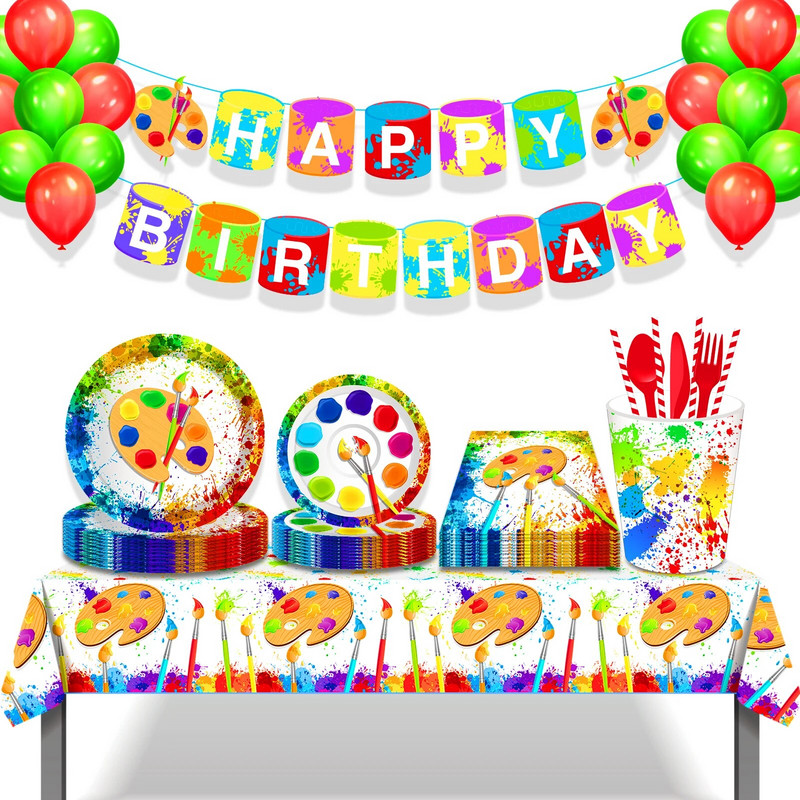 Graffiti Art Painting Party Față de masă de unică folosință Zi de naștere Desen în acuarelă Covoraș de camping Covoraș de masă Decor de petrecere pentru Baby Shower