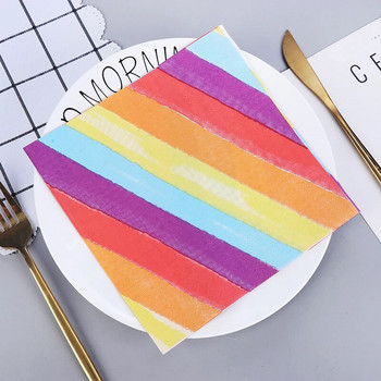 20 τεμ/συσκευασία Επιτραπέζιες χαρτοπετσέτες Rainbow Απλές πολύχρωμες ριγέ χαρτοπετσέτες χαρτομάντηλα για διακόσμηση γάμου Είδη πάρτι Χονδρική