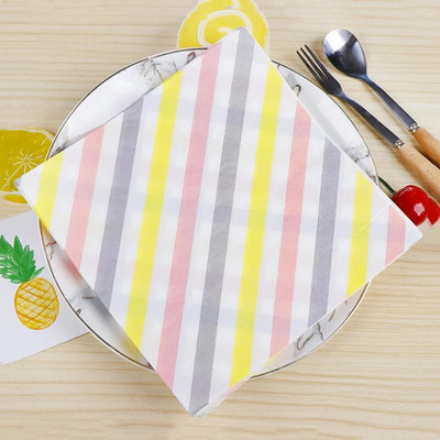 20 tk/pakend Rainbow lauapaberist salvrätikud Lihtsad värvilised triibulised salvrätikupaberist salvrätikud pulmakaunistuseks peotarbed hulgimüük