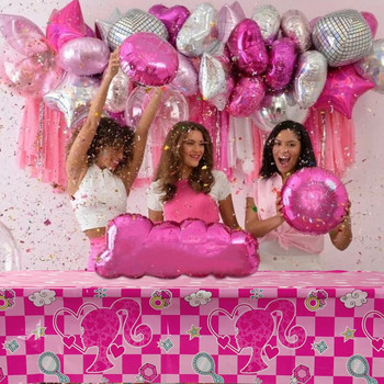 Розова тематична покривка за парти Принцеса Сватба Декорация за парти за рожден ден Деца Момиче Покривало за маса за бебешки душ Консумативи за 1-ви рожден ден