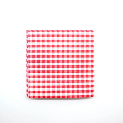 20 vnt./pak. Pastoralinės raudonos ir baltos languotos popierinės servetėlės, raudonos grotelės, stalo reikmenys, skirti namų kūdikių vakarėliui gimtadienio vakarėliui papuošti