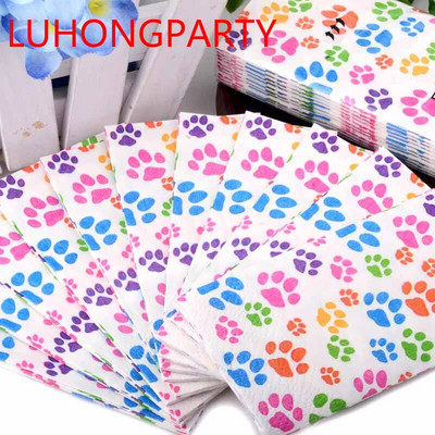 10 bucăți colorate și drăguțe cu amprenta de câine batiste de hârtie șervețel de buzunar la îndemână țesut igienic pentru cafea, hotel, decorare pentru petrecerea de nuntă