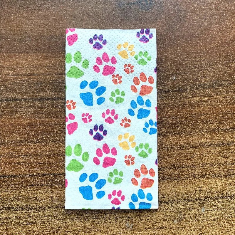 10 vnt Spalvingos mielos šuns pėdsakų nosinaitės servetėlės Popierius Patogus kišeninis tualetas servetėlės kavos viešbučio vestuvių vakarėlio dekoravimas