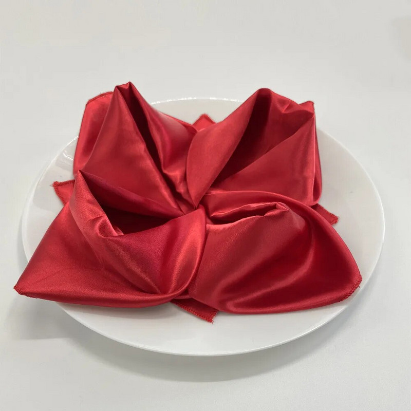 50cmx50cm kvadratinės satino stalo servetėlės Minkšta nosinaitė Romantiškos vestuvės banketų staltiesės vakarienės dekoravimo servetėlės pagal užsakymą